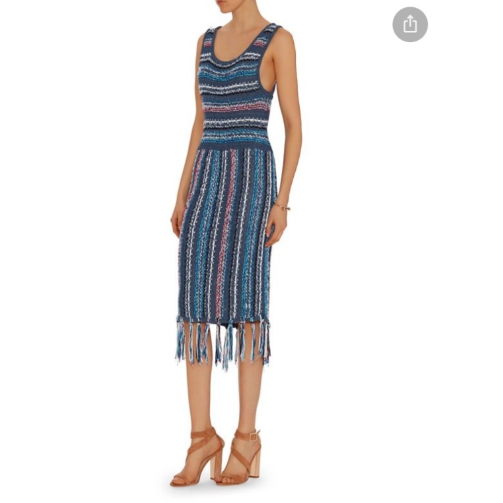 Derek Lam 10 Crosby Striped Crochet Midi Length Dress